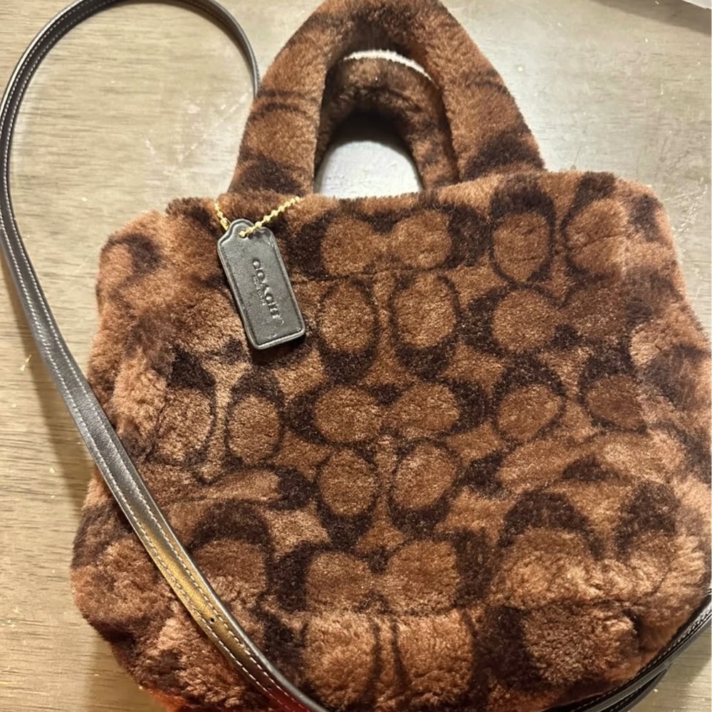 Coach shearling tote